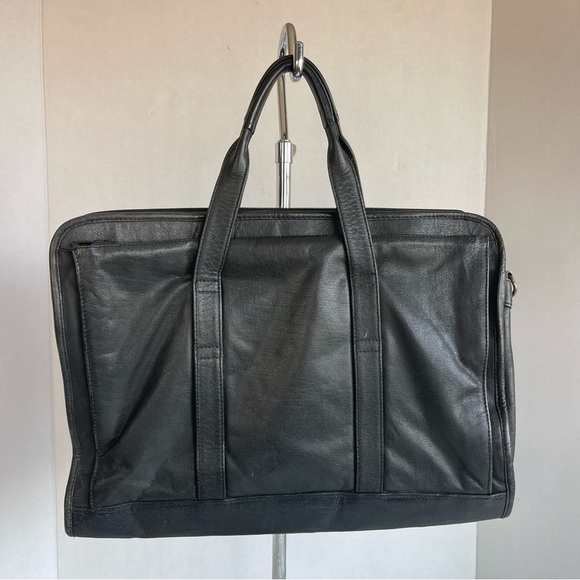 Heritage Expandable Portfolio Computer Black Cowhide Leather Bag #12215B - Picture 1 of 13